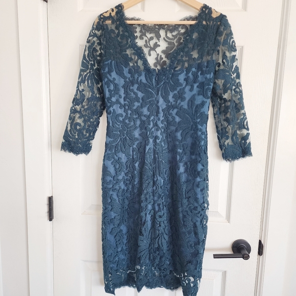 Tadashi‎ Shoji Embroidered Floral Sheer Sheath Dress - Picture 6 of 8